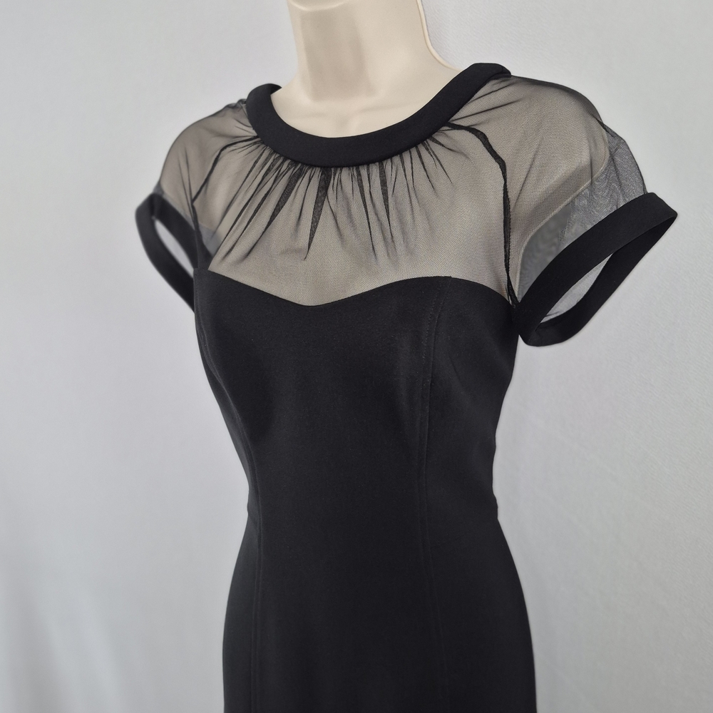 Maggy London Black Midi Dress with Sheer Details